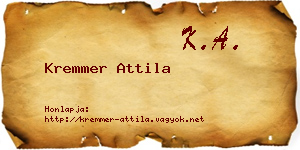 Kremmer Attila névjegykártya